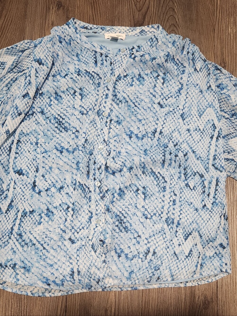 Calvin Klein Light Blue Patterned Button-Front Girls Top